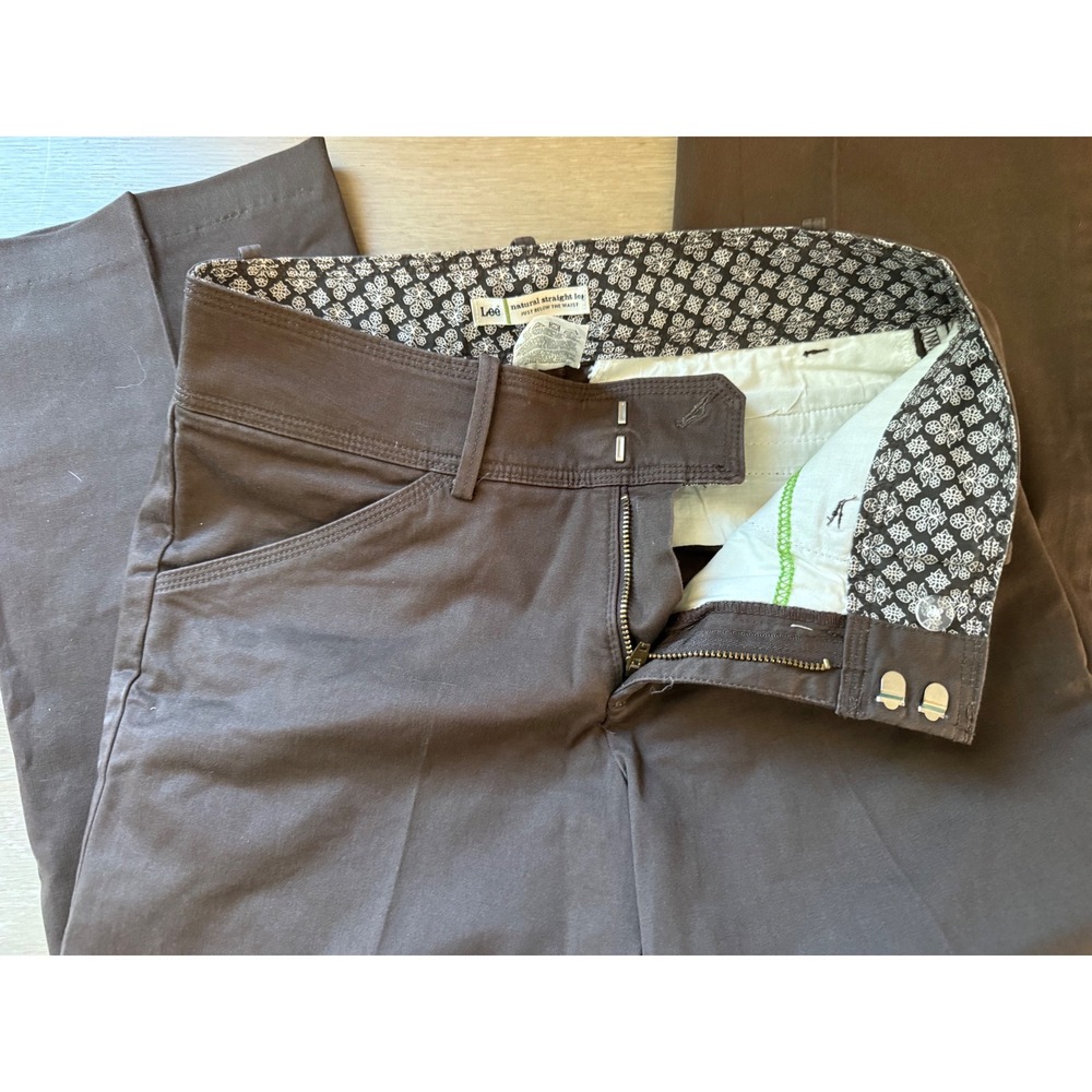 Lee Natural Straight Leg Pants Dark Brown Chocolate 4‎ Petite 465942D Crop/Ankle - Picture 4 of 9